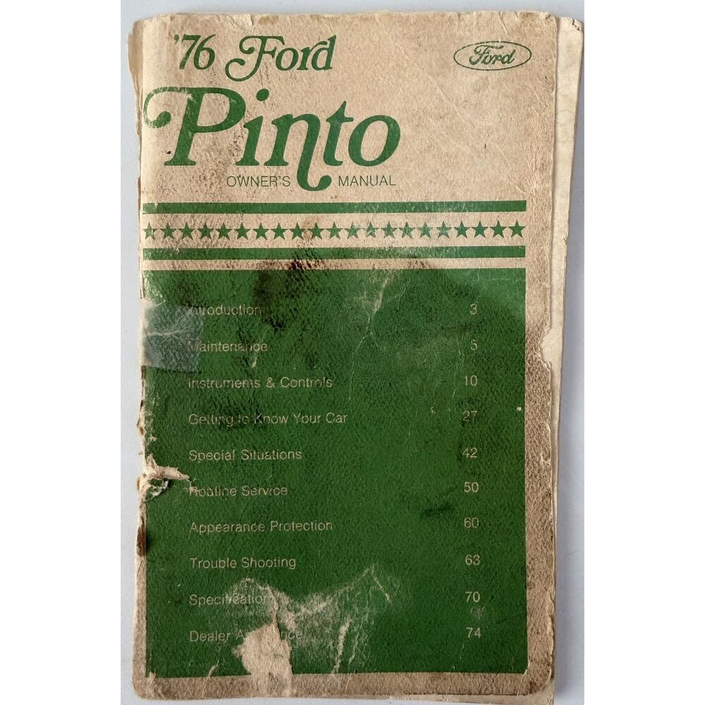 1976 Ford Pinto Owner's Manual FPS 365-10376-B